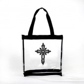 Designer Clear Tote Bags for work or school. Interior pockets and zipper top.