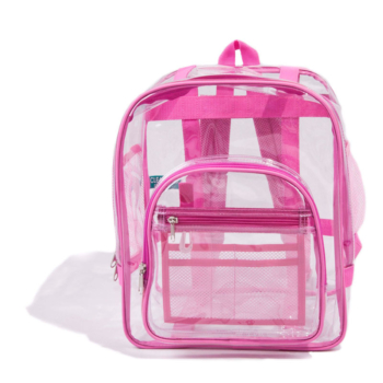 Unique, cool pink see through backpack for school or work security mandates. Durable pvc zippers and shoulder straps. Buy backpacks.