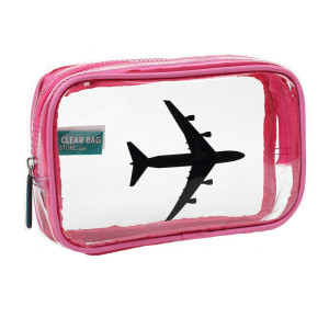 The clear bag store pink clear cosmetic bags for carry on luggage. Stylish quart size with 3 bottles funnel.