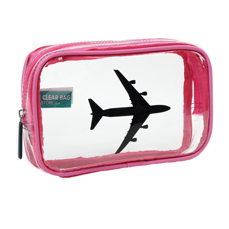 TSA Compliant Clear Travel Bag-Pink Airplane Print
