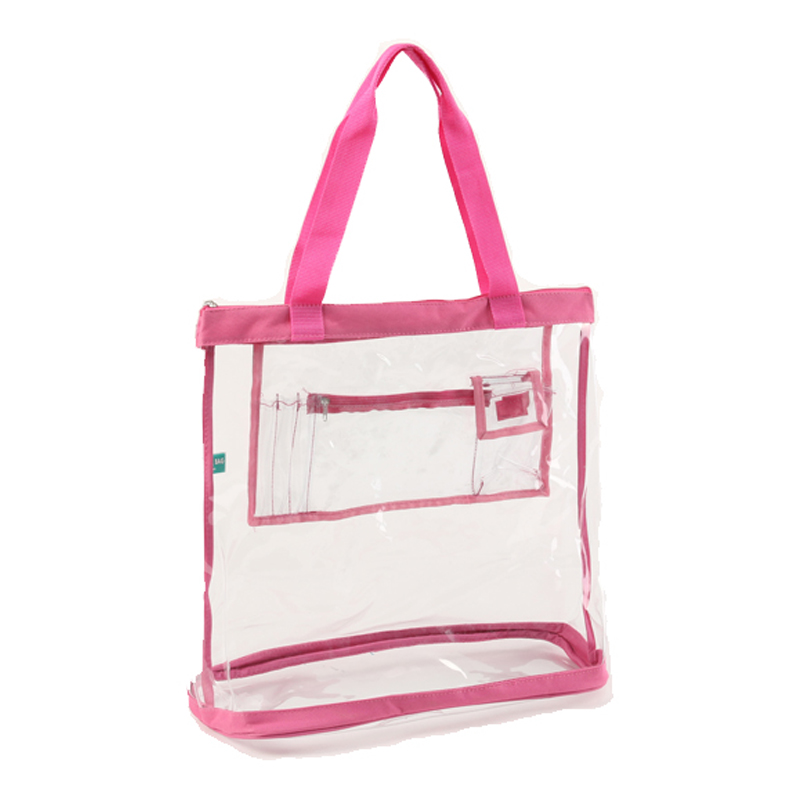 Large Clear Beach Bag - Pink - The Clear Bag Store