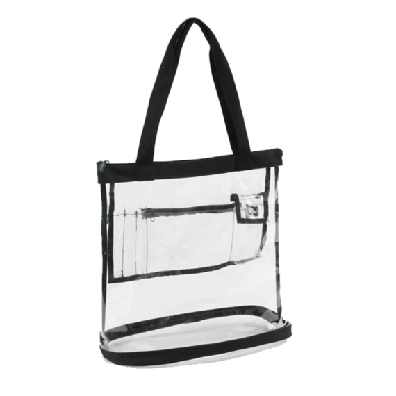 Medium Clear Tote Bag with zipper for Work or School. Heavy duty with interior pockets.