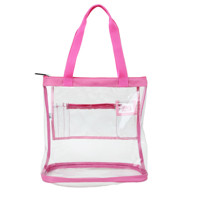 PINK Medium Clear Tote Bag with Interior Pocket