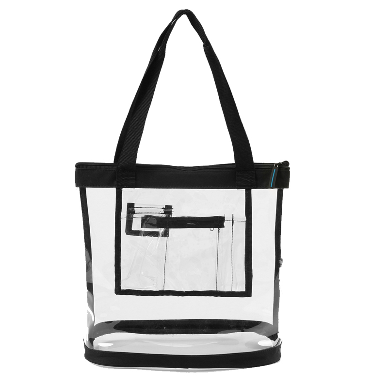 Small Clear Tote Bag - Black NFL or Work Compliant Handbags